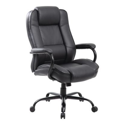 Picture of Boss Office Products Heavy-Duty Ergonomic LeatherPlus Bonded Leather High-Back Chair, Black