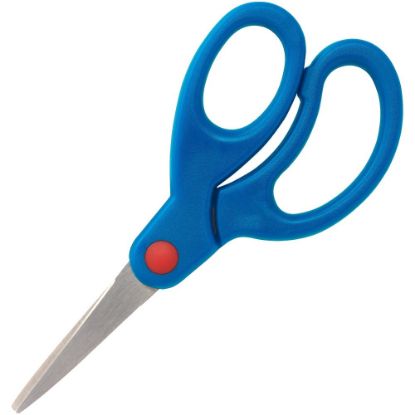 Picture of Sparco Bent Handle 5in Kids Scissors - 5in Overall Length - Stainless Steel - Pointed Tip - Blue - 1 Each