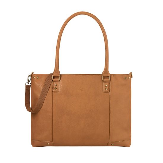 Picture of Solo New York Greenwich Tote With 15.6in Laptop Pocket, Tan/Burgundy