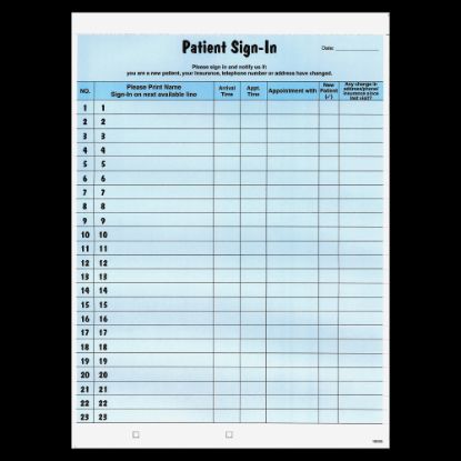 Picture of Tabbies Patient Sign-In Label Forms, Blue, Pack of 125