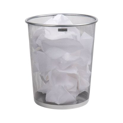 Picture of Mind Reader Metal Mesh Trash Can 4.4 Gallon Waste Paper Basket, 13-3/4inH x 11-1/2inW x 11-1/2inD, Silver