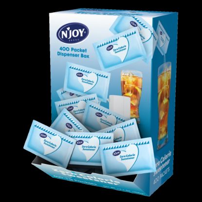 Picture of nJOY Aspartame Packets With Dispenser, Blue, Box Of 400