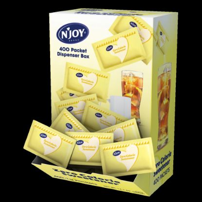 Picture of nJOY Sucralose Packets With Dispenser, Yellow, Box Of 400