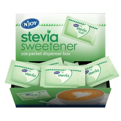 Picture of nJOY Green Stevia Packets With Dispenser, Green, Box Of 200