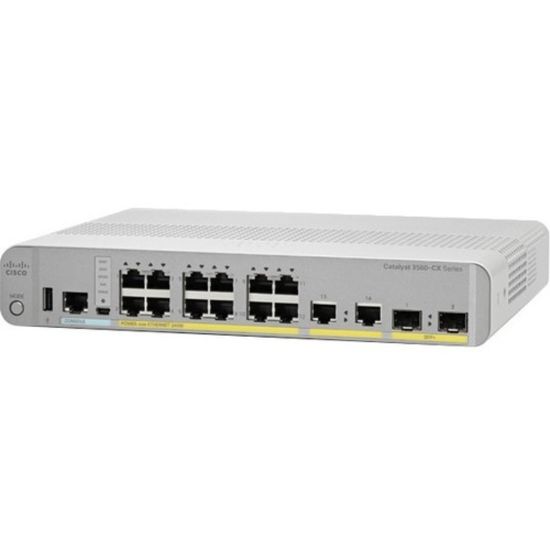 Picture of Cisco Catalyst 3560CX-8PT-S Switch - 10 Ports - Manageable - Gigabit Ethernet - 10/100/1000Base-TX - Twisted Pair - Rail-mountable, Rack-mountable