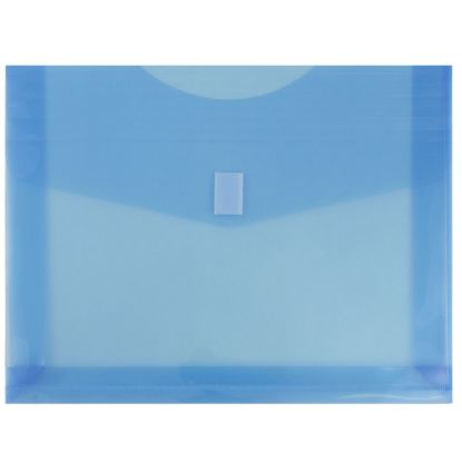 Picture of JAM Paper Plastic Booklet Expansion Envelopes, Letter-Size, 9 3/4in x 13in, Hook & Loop Closure, Light Blue, Pack Of 12