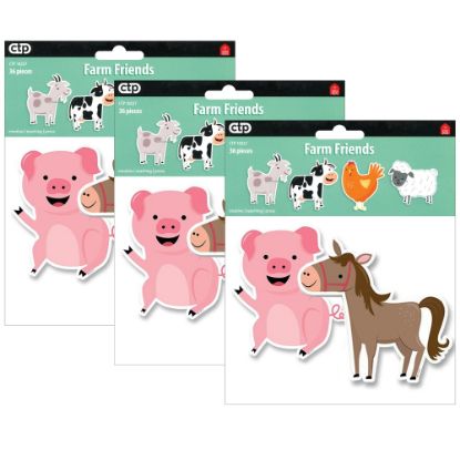 Picture of Creative Teaching Press Designer Cut-Outs, 6in, Farm Friends, 36 Cut-Outs Per Pack, Set Of 3 Packs