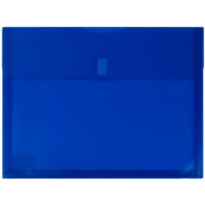 Picture of JAM Paper Plastic Booklet Expansion Envelopes, Letter-Size, 9 3/4in x 13in, Hook & Loop Closure, Dark Blue, Pack Of 12