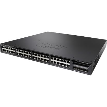 Picture of Cisco Catalyst 3650-48F Ethernet Switch - 48 Ports - Manageable - 10 Gigabit Ethernet - 10/100/1000Base-T, 10GBase-X - Refurbished - 2 Layer Supported - Modular - Power Supply - Twisted Pair, Optical Fiber