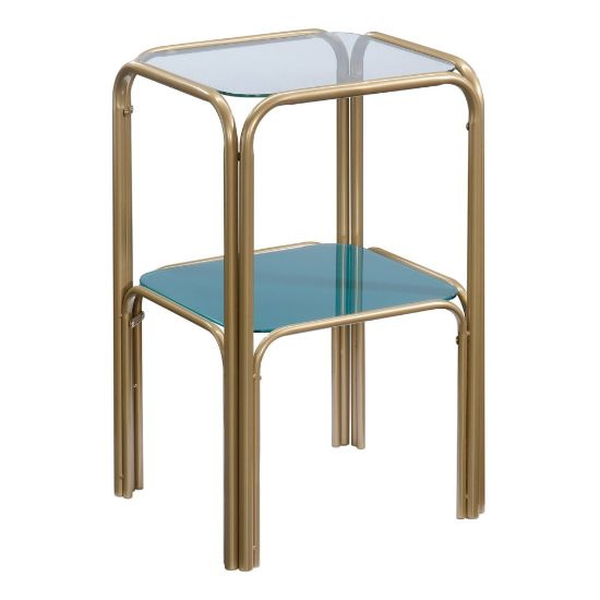 Picture of Sauder Coral Cape Glass Side Table, 24-1/8inH x 16-1/4inW x 14-1/4inD, Gold/Teal