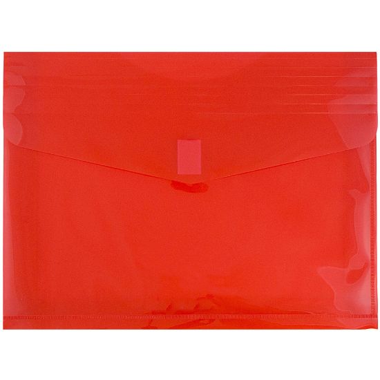 Picture of JAM Paper Plastic Booklet Expansion Envelopes, Letter-Size, 9 3/4in x 13in, Hook & Loop Closure, Light Red, Pack Of 12