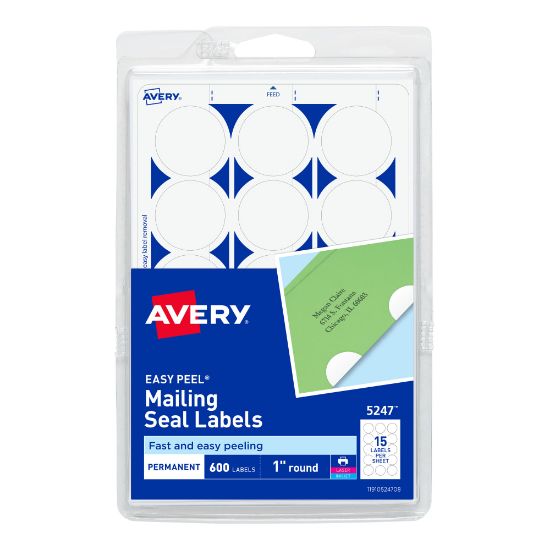 Picture of Avery Permanent Mailing Seals, 5247, Round, 1in Diameter, Pack Of 600