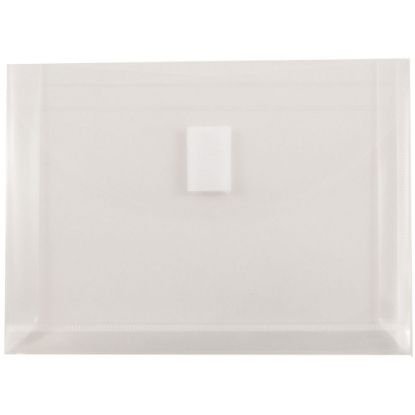 Picture of JAM Paper Plastic Booklet Envelopes, 1in Expansion, 5 1/2in x 7 1/2in, Hook & Loop Closure, Clear, Pack Of 12