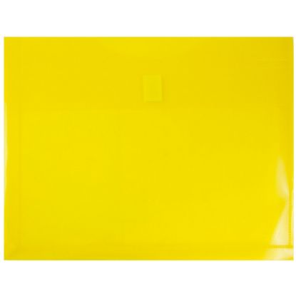 Picture of JAM Paper Plastic Booklet Expansion Envelopes, Letter-Size, 9 3/4in x 13in, Hook & Loop Closure, Dark Yellow, Pack Of 12