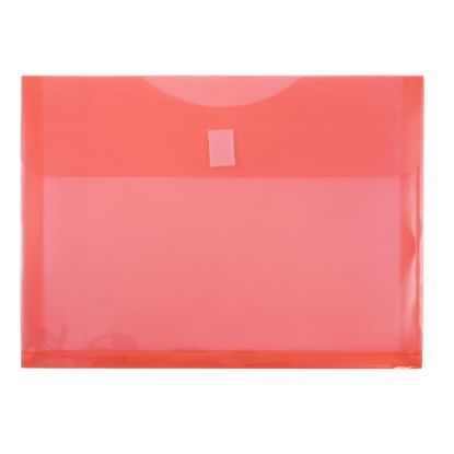 Picture of JAM Paper Plastic Booklet Expansion Envelopes, Letter-Size, 9 3/4in x 13in, Hook & Loop Closure, Dark Red, Pack Of 12