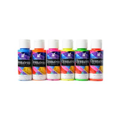 Picture of Chroma Inc. ChromaTemp Artists Fluorescent Tempera Paint Set, 2 Oz, Set Of 6