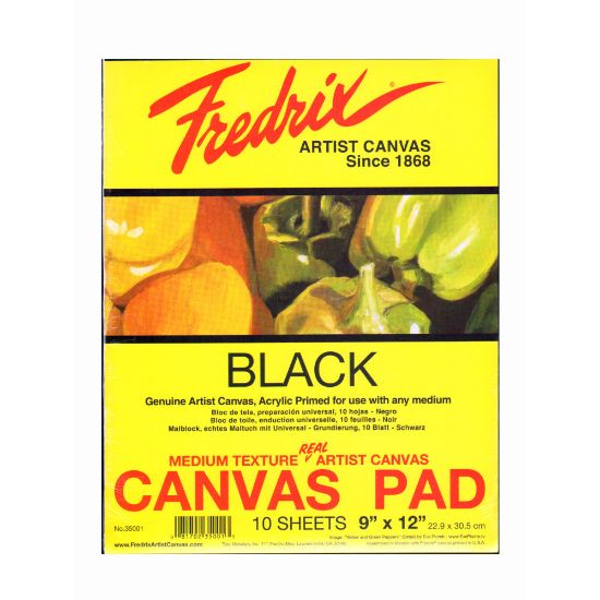 Picture of Fredrix Black Canvas Pads, 9in x 12in, 10 Sheets, Pack Of 2