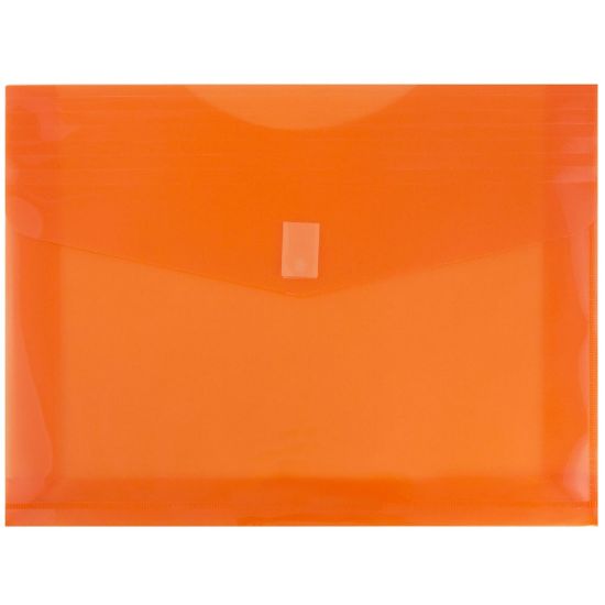 Picture of JAM Paper Plastic Booklet Expansion Envelopes, Letter-Size, 9 3/4in x 13in, Hook & Loop Closure, Dark Orange, Pack Of 12