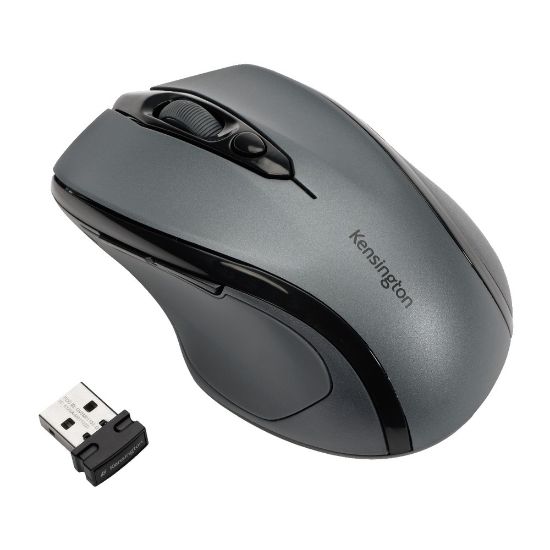 Picture of Kensington Pro Fit Wireless Mid-Size Mouse - Optical - Wireless - Radio Frequency - Gray - USB - 1600 dpi - Scroll Wheel - Medium Hand/Palm Size - Right-handed