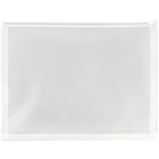 Picture of JAM Paper Plastic Envelopes, Zipper Closure, Letter-Size, 9 3/4in x 13in, Clear, Pack Of 12