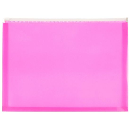 Picture of JAM Paper #10 Plastic Envelopes, Zipper Closure, Hot Pink, Pack Of 12