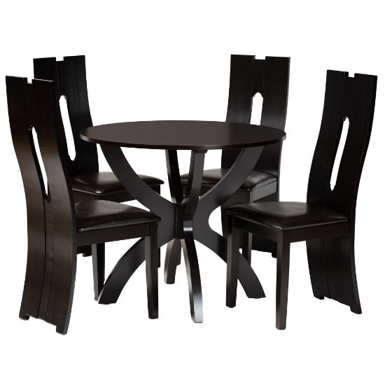 Picture of Baxton Studio Ronda Dining Set, 29-15/16inH x 35-7/16inW x 35-7/16inD, Dark Brown/Espresso