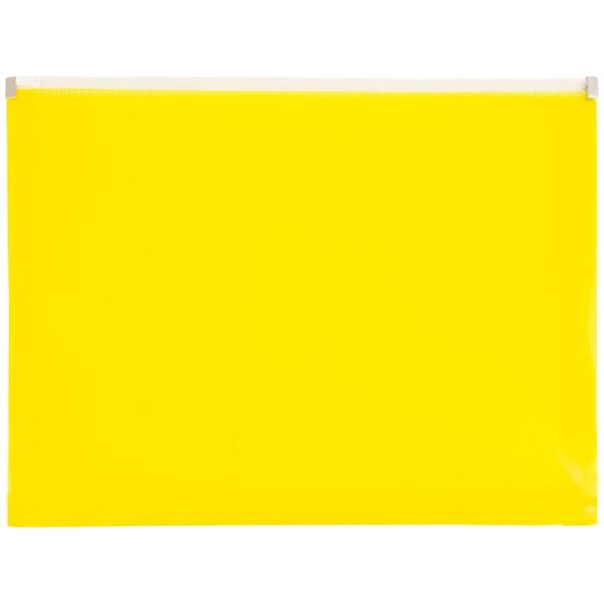 Picture of JAM Paper #10 Plastic Envelopes, Zipper Closure, Yellow, Pack Of 12