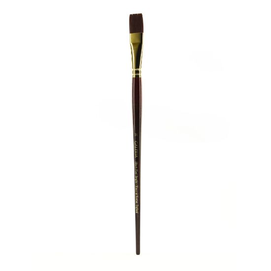 Picture of Winsor & Newton Galeria Long-Handled Brush, Size 18, Flat/Bright, Polyester Filament, Dark Burgundy