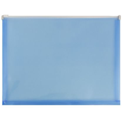 Picture of JAM Paper Plastic Envelopes, Zipper Closure, Letter-Size, 9 3/4in x 13in, Blue, Pack Of 12