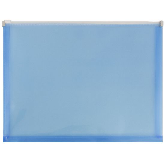 Picture of JAM Paper Plastic Envelopes, Zipper Closure, Letter-Size, 9 3/4in x 13in, Blue, Pack Of 12