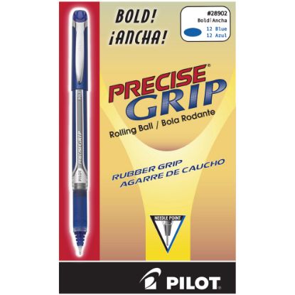 Picture of Pilot Precise Grip Liquid Ink Rollerball Pens, Bold Point, 1.0 mm, Blue Metallic Barrel, Blue Ink, Pack Of 12 Pens