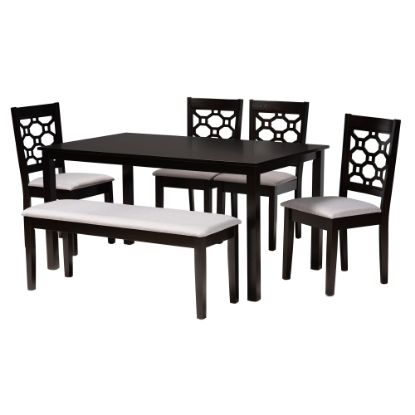 Picture of Baxton Studio Gabriel 6-Piece Dining Set, 29-1/8inH x 59-5/8inW x 35-7/16inD, Gray/Dark Brown