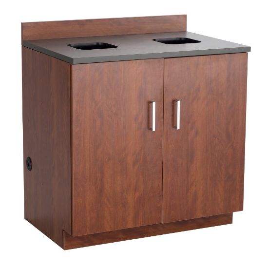 Picture of Safco Modular Hospitality Base Cabinet, Waste Management, Mahogany/Rustic Slate