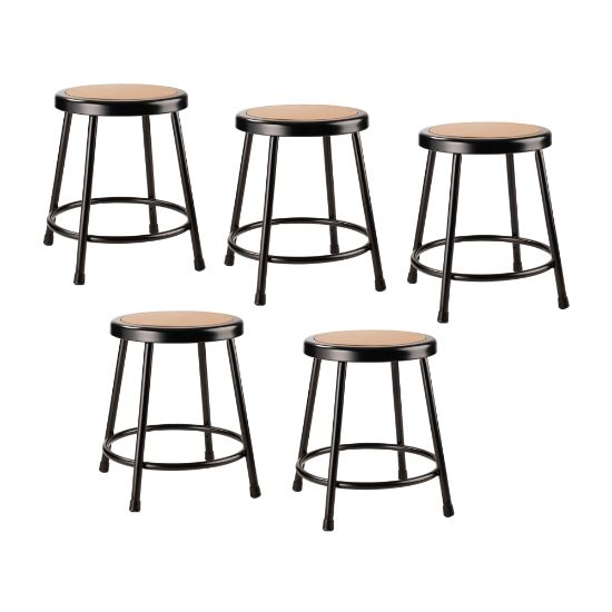 Picture of National Public Seating Hardboard Round Stools, Black/Masonite Wood, Pack Of 5 Stools