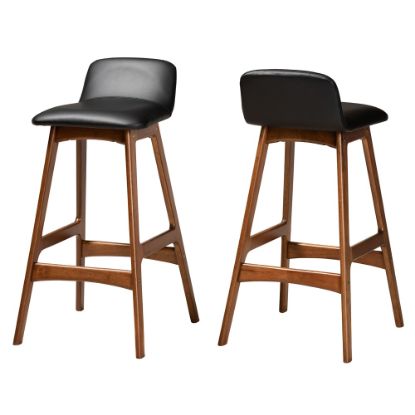 Picture of Baxton Studio Darrin Bar Stools, Black/Walnut, Set Of 2 Stools