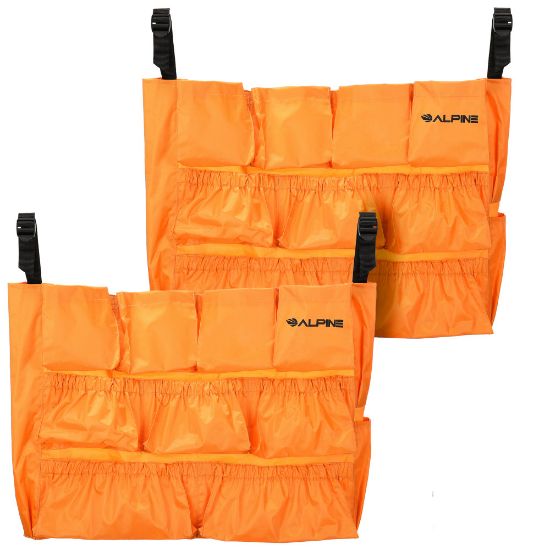 Picture of Alpine Caddy Bags For Large Round And Square Trash Cans, 12-Compartment, 19-1/2inH x 29inW x 1-3/4inD, Orange, Pack Of 2 Bags