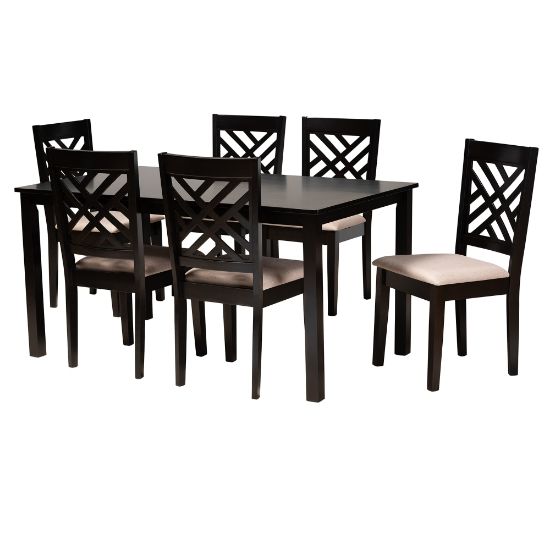 Picture of Baxton Studio Caron Dining Set, 29-3/16inH x 59-1/16inW x 35-7/16inD, Sand Brown/Espresso