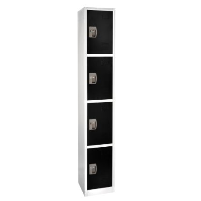 Picture of Alpine AdirOffice 4-Tier Steel Lockers, 72inH x 12inW x 12inD, Black, Pack Of 4 Lockers