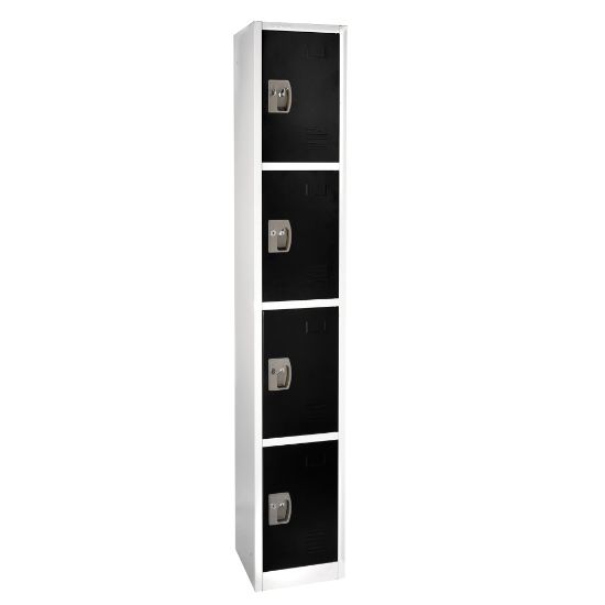 Picture of Alpine AdirOffice 4-Tier Steel Lockers, 72inH x 12inW x 12inD, Black, Pack Of 4 Lockers