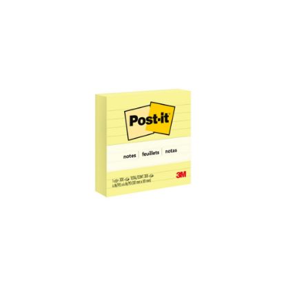 Picture of Post-it Notes, Lined, 4in x 4in, Canary Yellow, Pack Of 1 Pad