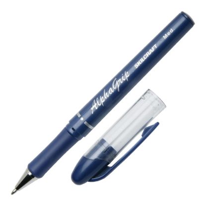 Picture of SKILCRAFT Alphagrip Ballpoint Pens, Medium Point, Blue Barrel, Blue Ink, Pack Of 12