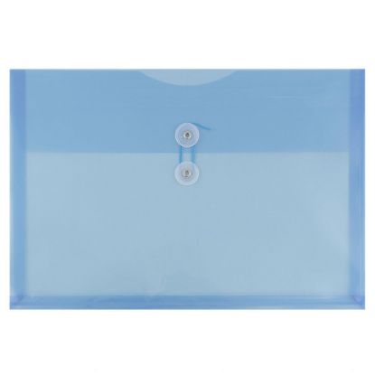 Picture of JAM Paper Plastic Booklet Envelopes, Legal-Size, 9 3/4in x 14 1/2in, Button & String Closure, Blue, Pack Of 12