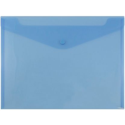 Picture of JAM Paper Plastic Booklet Envelopes, Legal Size, 9 3/4in x 14 1/2in, Snap Closure, Blue, Pack Of 12