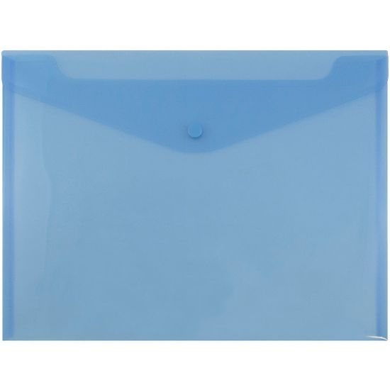 Picture of JAM Paper Plastic Booklet Envelopes, Legal Size, 9 3/4in x 14 1/2in, Snap Closure, Blue, Pack Of 12