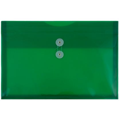 Picture of JAM Paper Plastic Booklet Envelopes, Legal-Size, 9 3/4in x 14 1/2in, Button & String Closure, Green, Pack Of 12