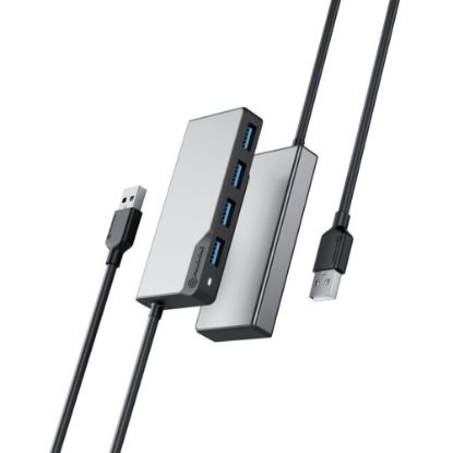 Picture of ALOGIC USB-A Fusion SWIFT 4-in-1 Hub -Space Grey - USB 3.2 (Gen 1) Type A - Portable - 4 USB Port(s) - PC, ChromeOS