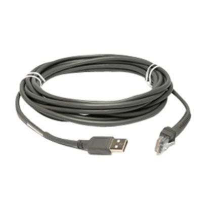 Picture of Zebra Straight Cable - 15 ft USB Data Transfer Cable - First End: 1 x 4-pin USB Type A - Male - Second End: 1 x USB Type A - Male - Black