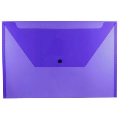 Picture of JAM Paper Plastic Booklet Envelopes, Legal Size, 9 3/4in x 14 1/2in, Snap Closure, Purple, Pack Of 12