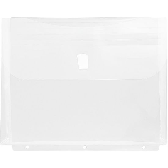 Picture of JAM Paper Plastic 3-Hole Punch Binder Envelopes, 8-5/8in x 11 1/2in, Hook & Loop Closure, Clear, Pack Of 12 Envelopes