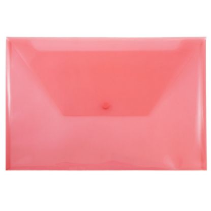 Picture of JAM Paper Plastic Booklet Envelopes, Legal Size, 9 3/4in x 14 1/2in, Snap Closure, Red, Pack Of 12